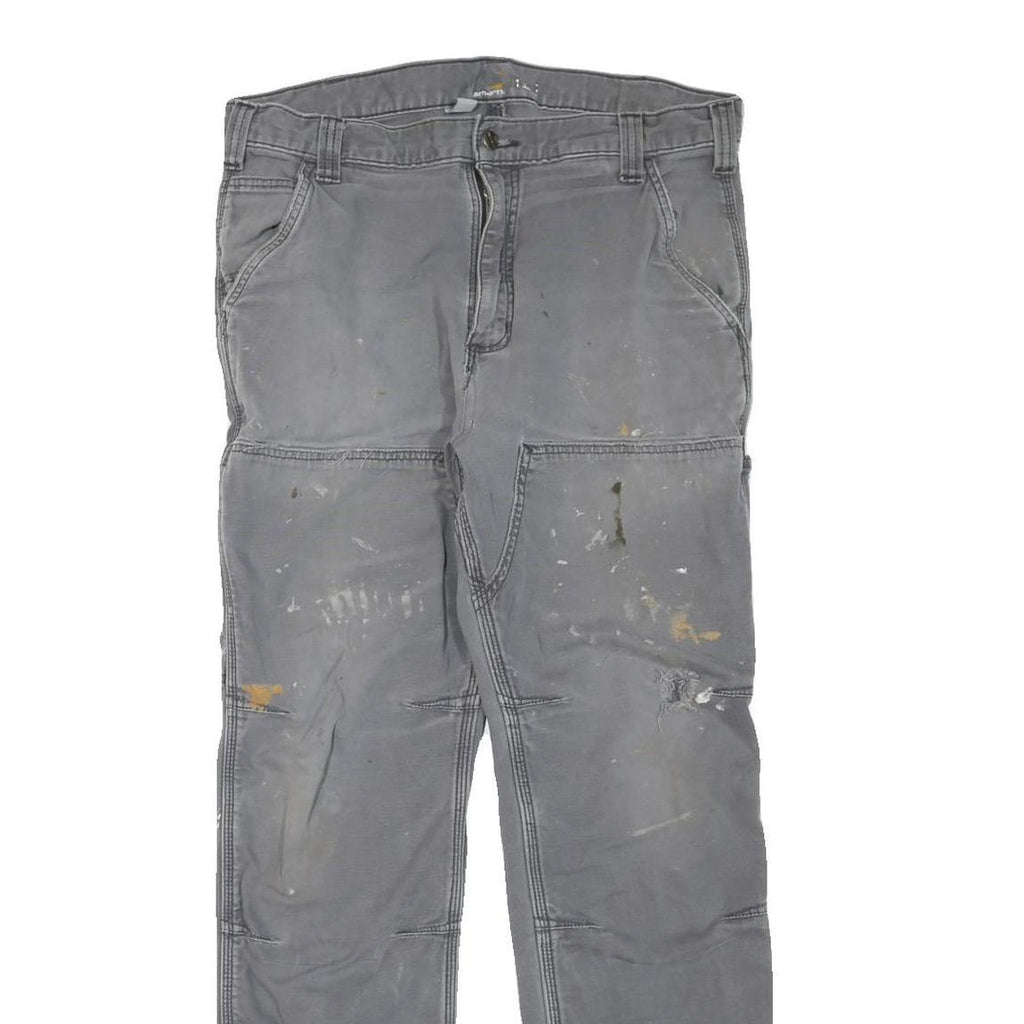 CARHARTT Mens Cotton Blend Grey Regular Fit Straight Leg Trousers W34 L30