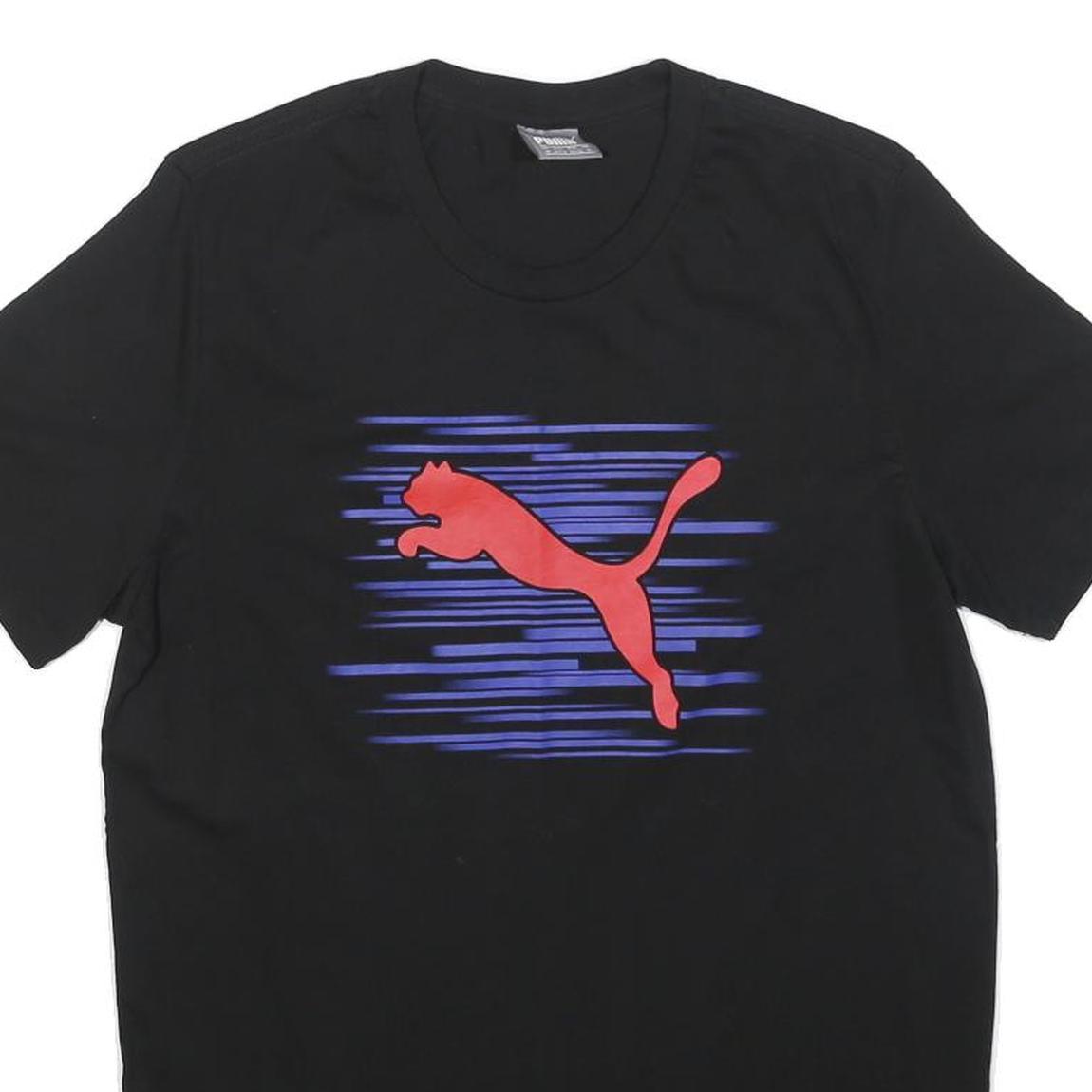 PUMA Mens Black Red Graphic T-Shirt M Short Sleeve Crew Neck Cotton Casual