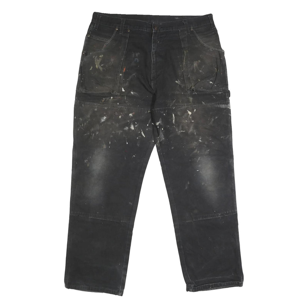 DICKIES Mens Regular Black Cotton Blend Zip Jeans W38 L30 Workwear Painter Style