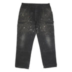 DICKIES Mens Regular Black Cotton Blend Zip Jeans W38 L30 Workwear Painter Style