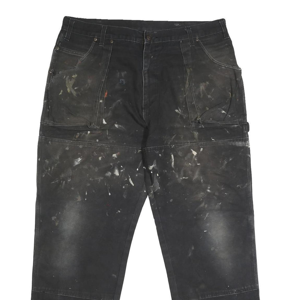 DICKIES Mens Regular Black Cotton Blend Zip Jeans W38 L30 Workwear Painter Style
