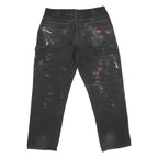 DICKIES Mens Regular Black Cotton Blend Zip Jeans W38 L30 Workwear Painter Style