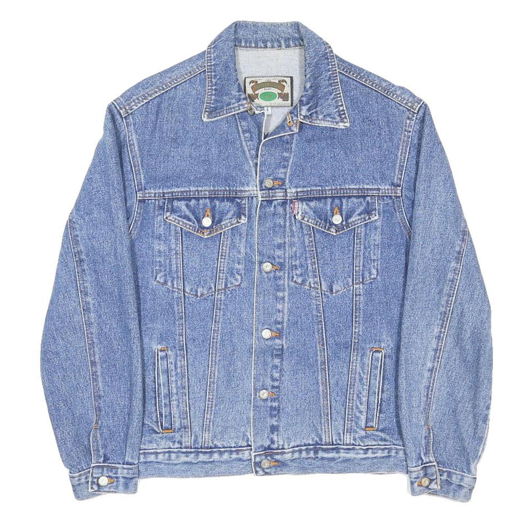 EXIT Mens Blue Denim Button Jacket S Cotton Casual Classic Pocket Design