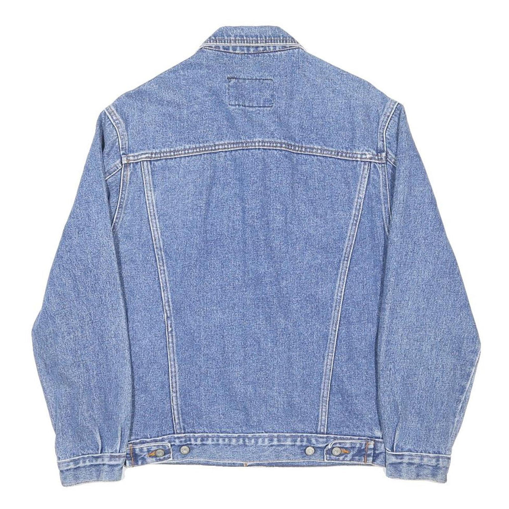 EXIT Mens Blue Denim Button Jacket S Cotton Casual Classic Pocket Design