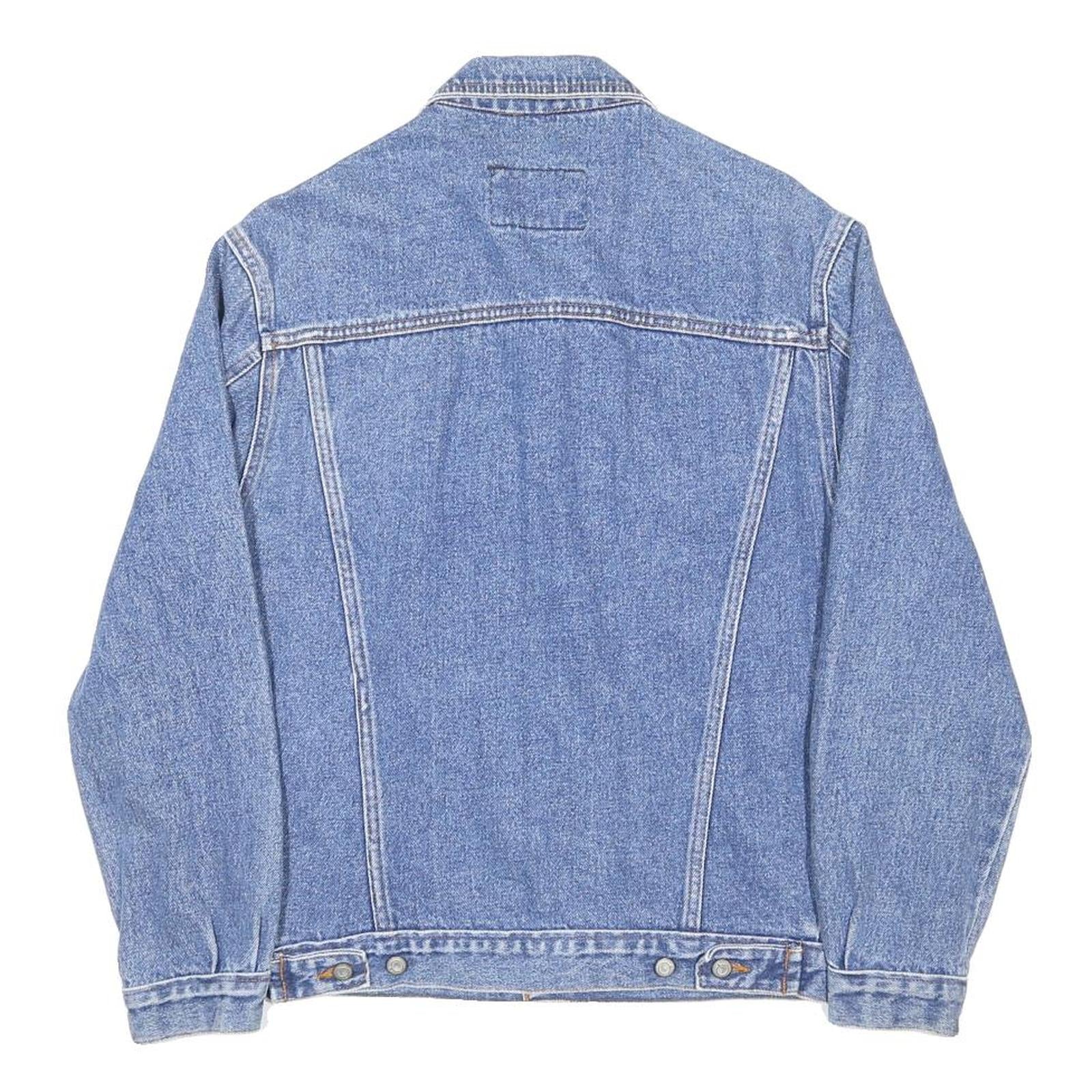 EXIT Mens Blue Denim Button Jacket S Cotton Casual Classic Pocket Design
