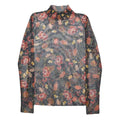 RICH & ROYAL Womens Black Floral Printed Top Long Sleeve High Neck XS Elegant