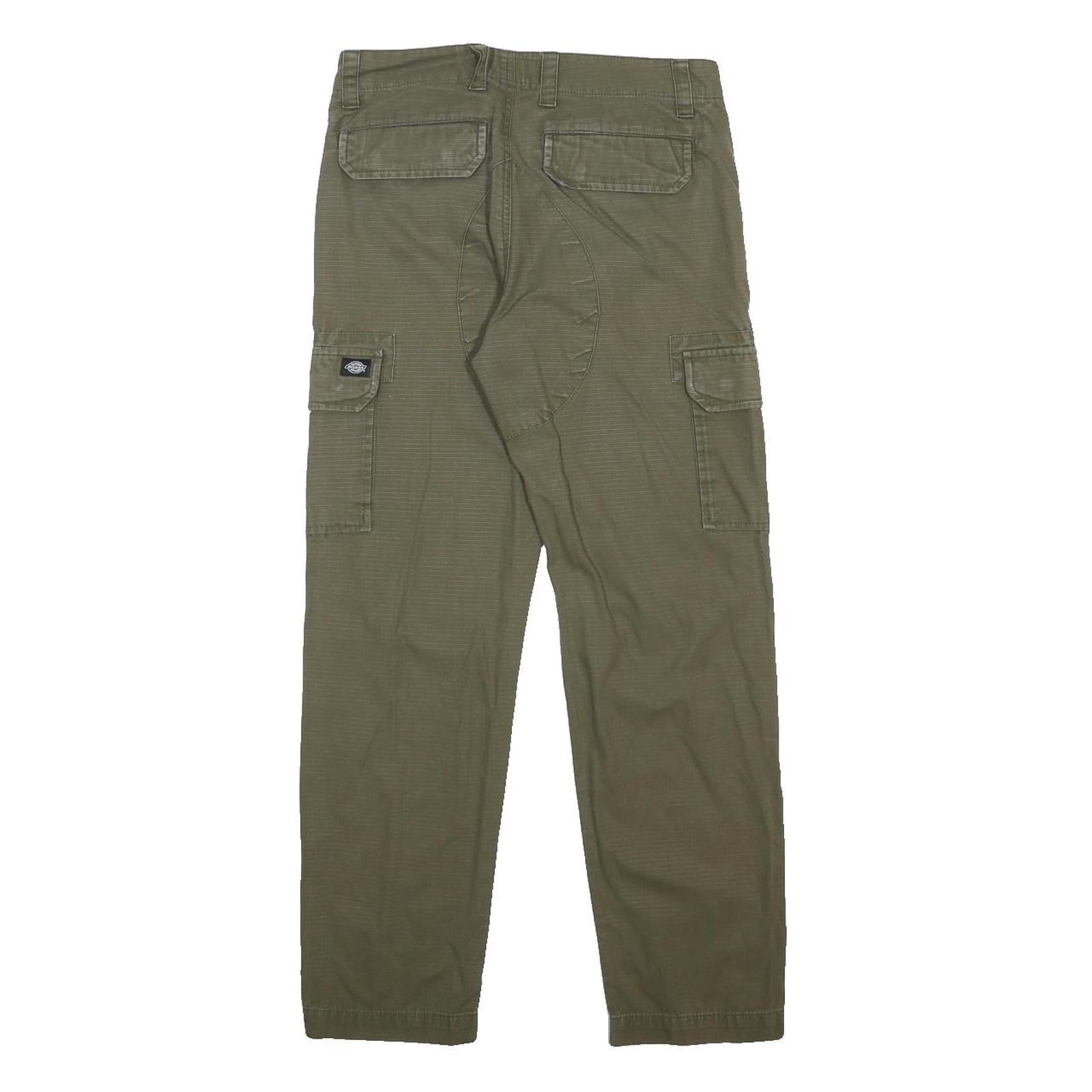 DICKIES Mens Cotton Khaki Cargo Slim Trousers W30 L29 Casual Workwear Pocket