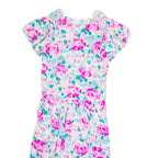 Womens Day Dress Pink Floral Short Sleeve Midi L