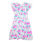 Womens Day Dress Pink Floral Short Sleeve Midi L
