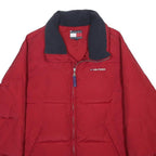 TOMMY HILFIGER Mens Red Bomber Jacket S Nylon Plain Zip Pockets