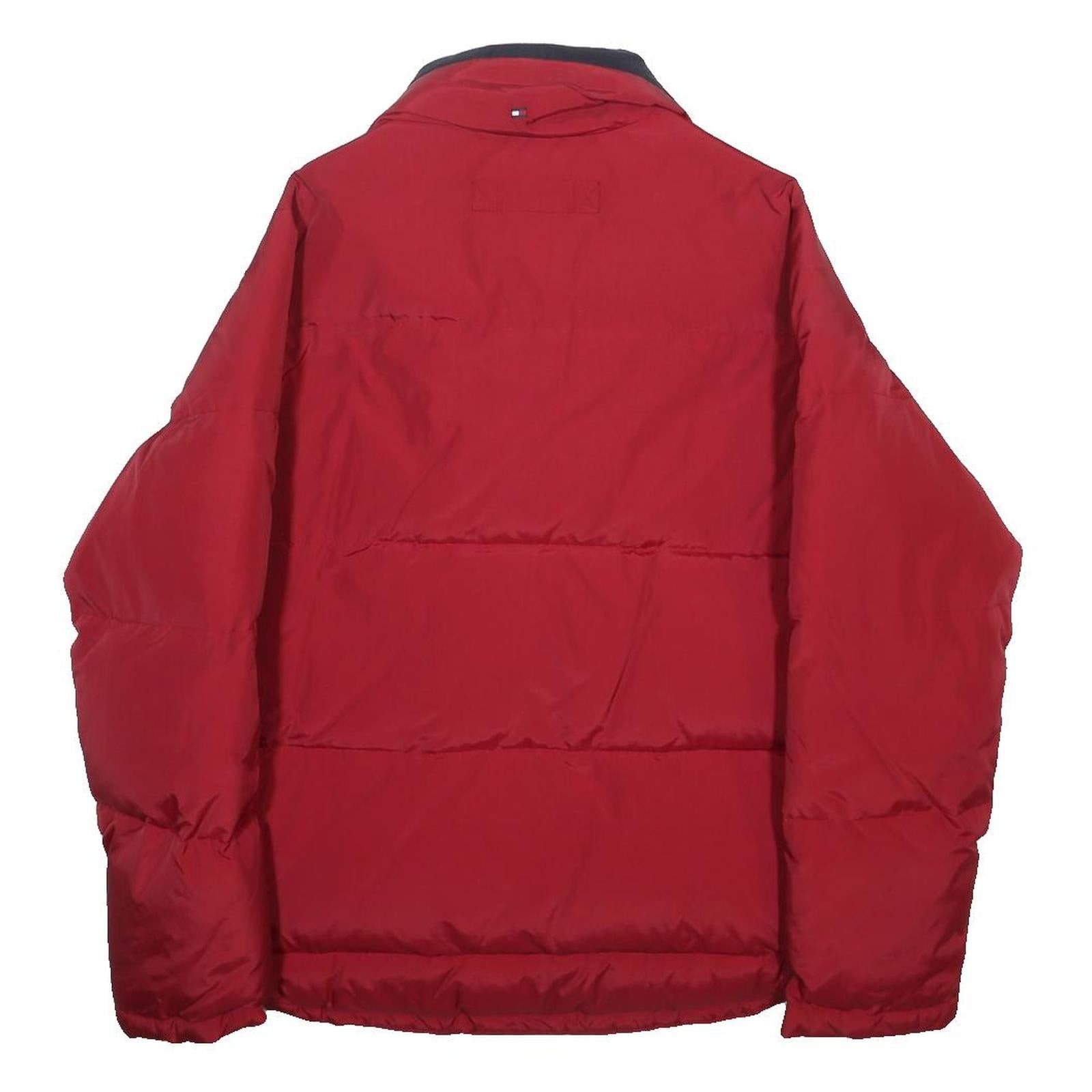 TOMMY HILFIGER Mens Red Bomber Jacket S Nylon Plain Zip Pockets