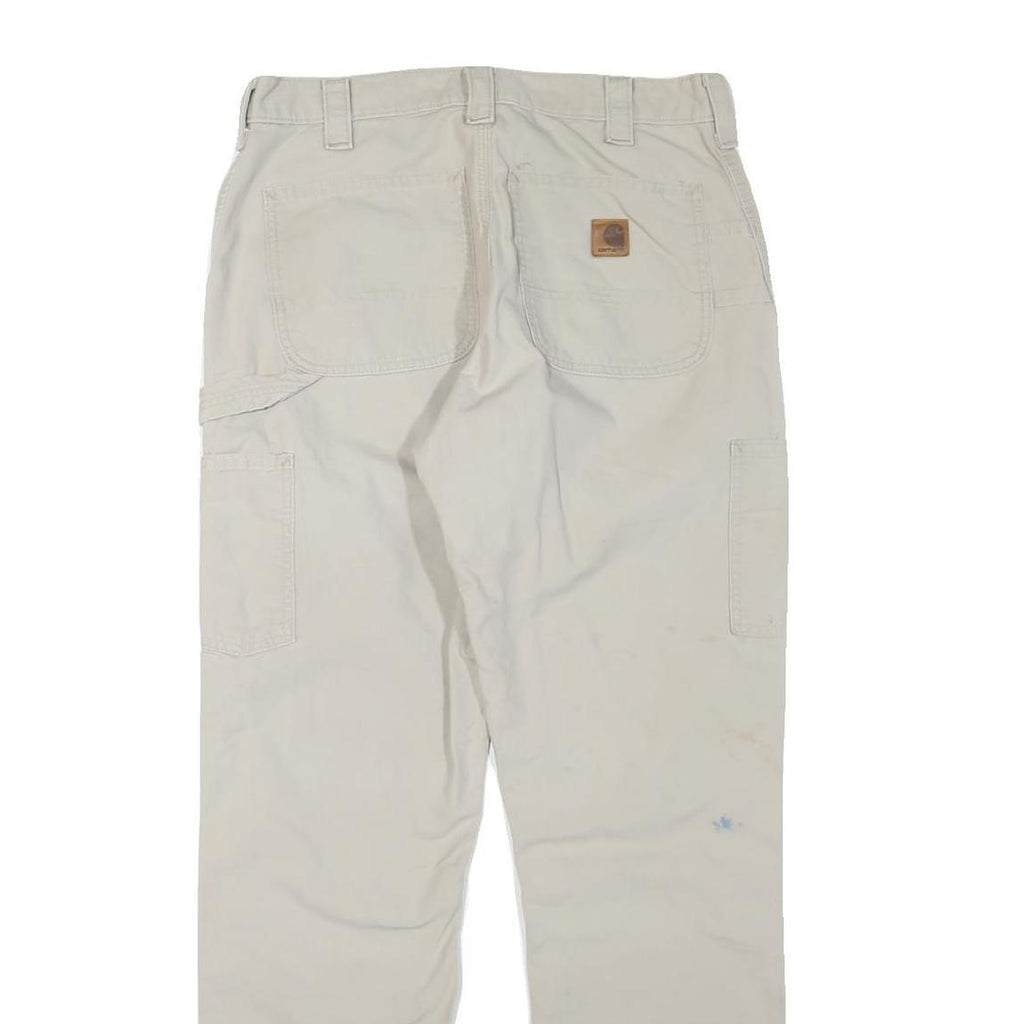 CARHARTT Mens Cotton Blend Beige Regular Fit Straight Trousers W32 L32 Workwear