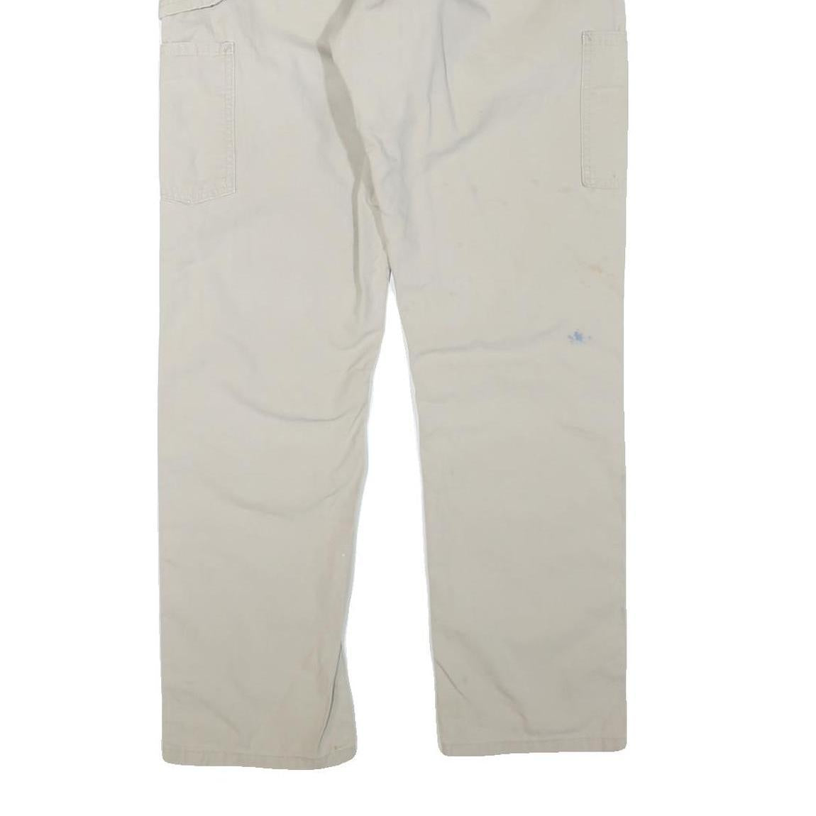 CARHARTT Mens Cotton Blend Beige Regular Fit Straight Trousers W32 L32 Workwear