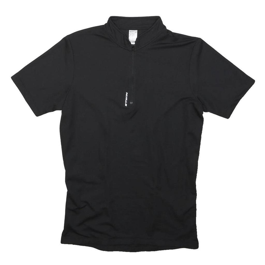 DECATHLON Mens Black Modern T-Shirt M Short Sleeve Quarter Zip