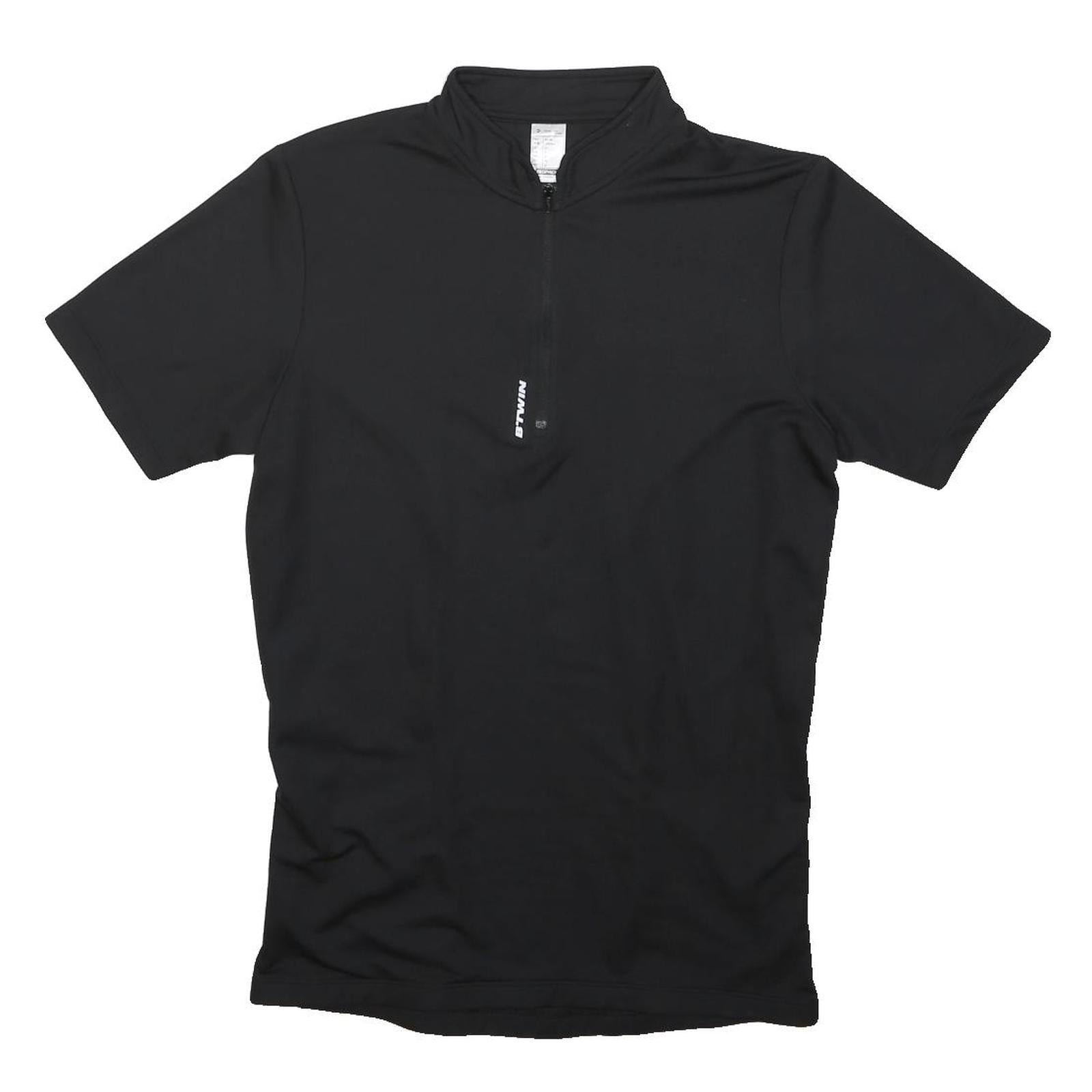 DECATHLON Mens Black Modern T-Shirt M Short Sleeve Quarter Zip