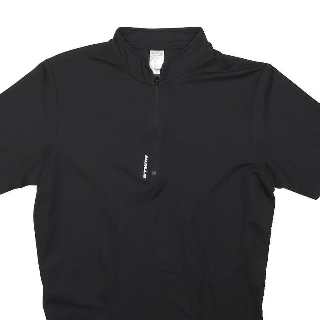 DECATHLON Mens Black Modern T-Shirt M Short Sleeve Quarter Zip