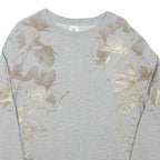 DISNEY Womens Grey Sweatshirt L Floral Print Crew Neck Cotton Blend Pullover