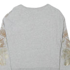 DISNEY Womens Grey Sweatshirt L Floral Print Crew Neck Cotton Blend Pullover