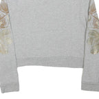 DISNEY Womens Grey Sweatshirt L Floral Print Crew Neck Cotton Blend Pullover