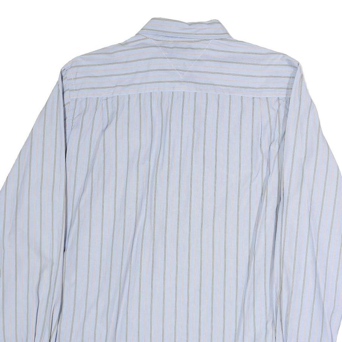 TOMMY HILFIGER Mens Blue & Yellow Stripe Shirt M Classic Button-Down Cotton