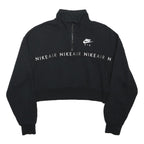 NIKE AIR Womens Black Patterned Jumper Pullover Crew Neck Cotton Blend S