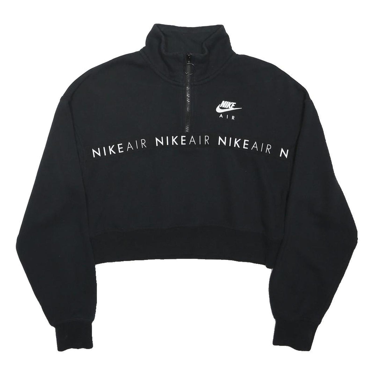 NIKE AIR Womens Black Patterned Jumper Pullover Crew Neck Cotton Blend S