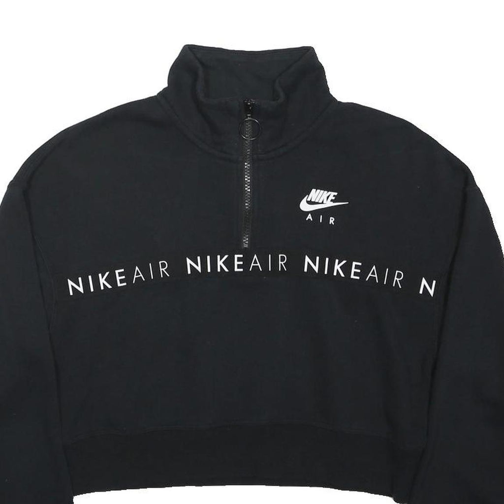NIKE AIR Womens Black Patterned Jumper Pullover Crew Neck Cotton Blend S