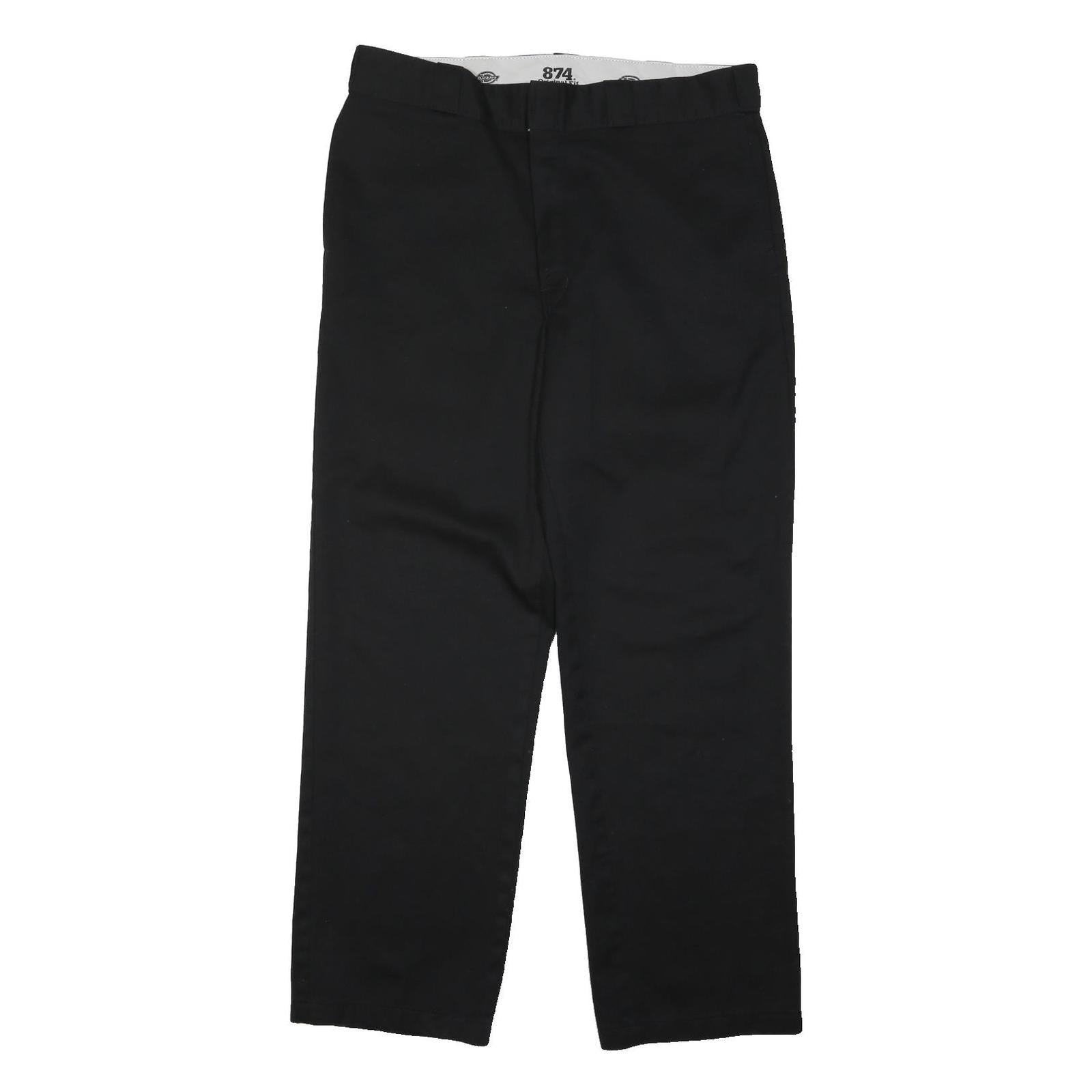 DICKIES Mens Polyester Blend Black Regular Fit Straight Trousers W38 L31 Casual