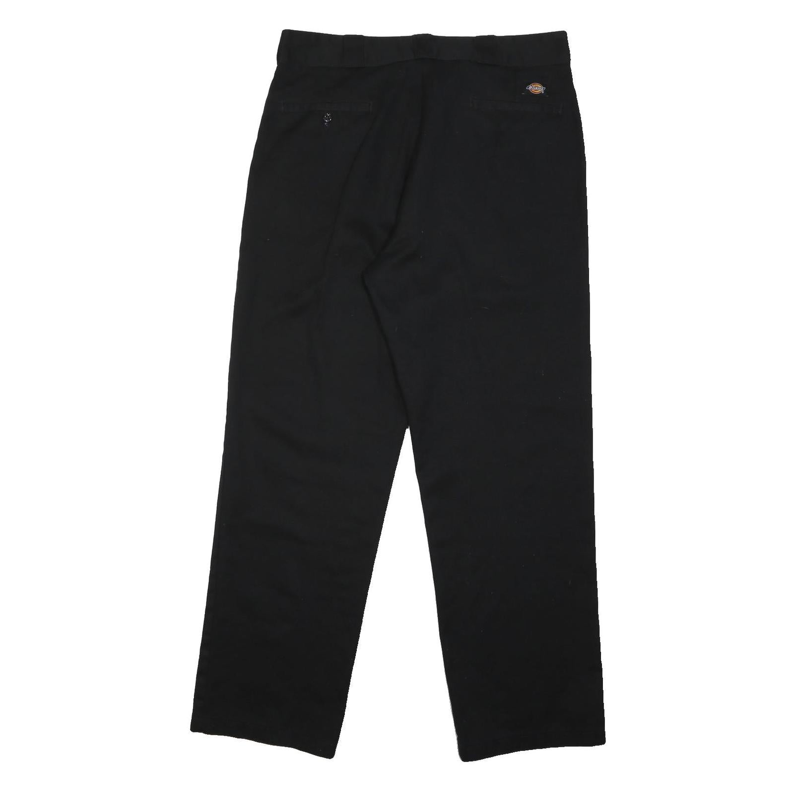 DICKIES Mens Polyester Blend Black Regular Fit Straight Trousers W38 L31 Casual