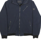 MICHAEL KORS Mens Navy Blue Zip Jacket L Polyester Casual Hooded Pocket