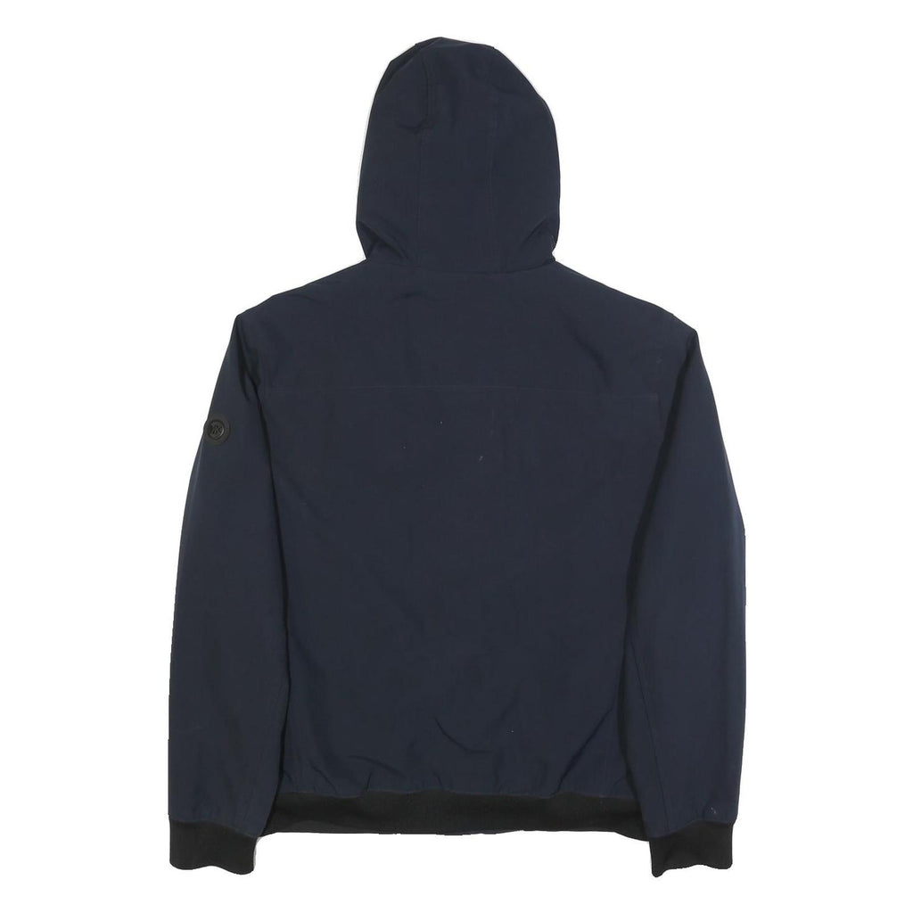 MICHAEL KORS Mens Navy Blue Zip Jacket L Polyester Casual Hooded Pocket
