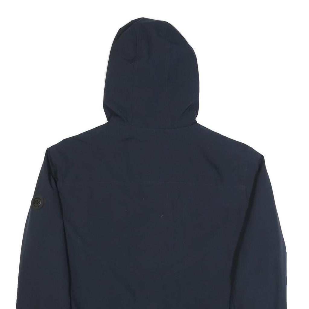 MICHAEL KORS Mens Navy Blue Zip Jacket L Polyester Casual Hooded Pocket