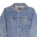 PORT & COMPANY Mens Blue Denim Jacket L Cotton Button Closure Relaxed Fit