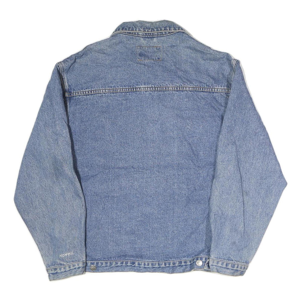 PORT & COMPANY Mens Blue Denim Jacket L Cotton Button Closure Relaxed Fit