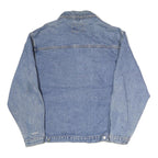 PORT & COMPANY Mens Blue Denim Jacket L Cotton Button Closure Relaxed Fit