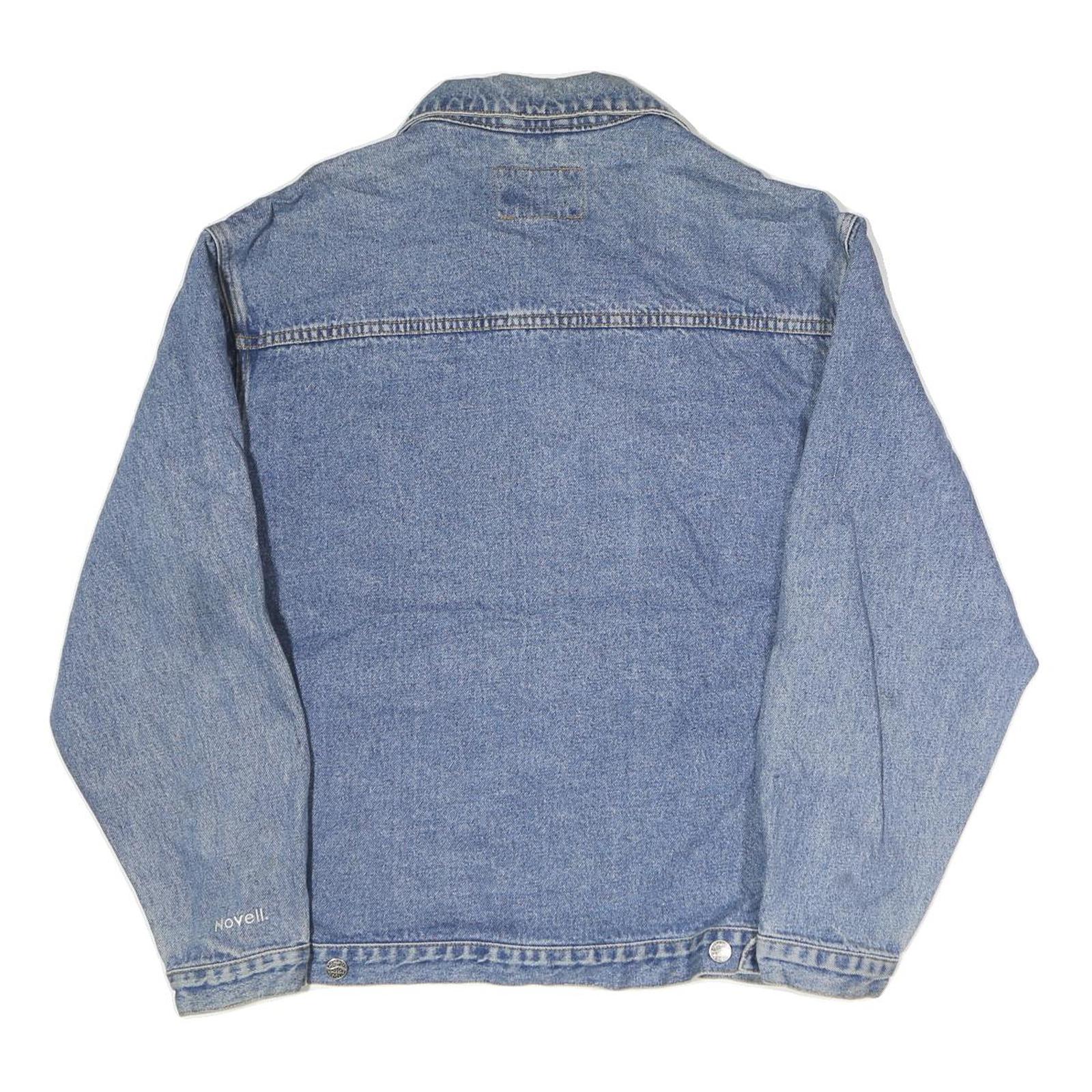 PORT & COMPANY Mens Blue Denim Jacket L Cotton Button Closure Relaxed Fit