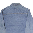PORT & COMPANY Mens Blue Denim Jacket L Cotton Button Closure Relaxed Fit