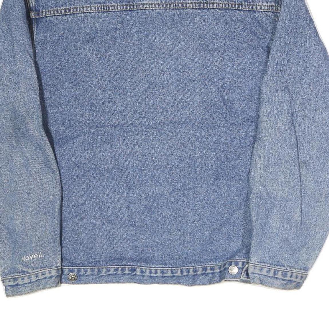 PORT & COMPANY Mens Blue Denim Jacket L Cotton Button Closure Relaxed Fit