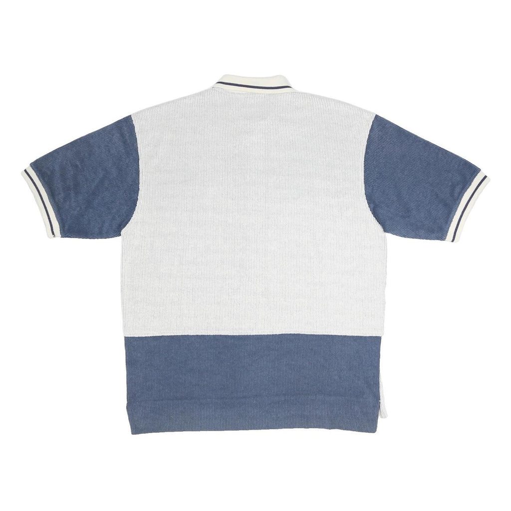 LOTTO Mens White & Blue Polo Shirt Short Sleeve L Cotton Blend Basic Casual