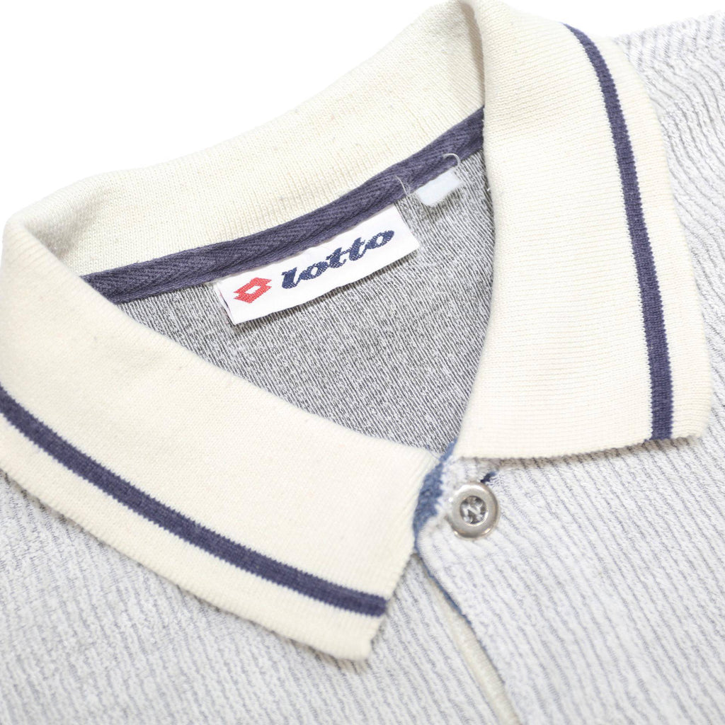 LOTTO Mens White & Blue Polo Shirt Short Sleeve L Cotton Blend Basic Casual