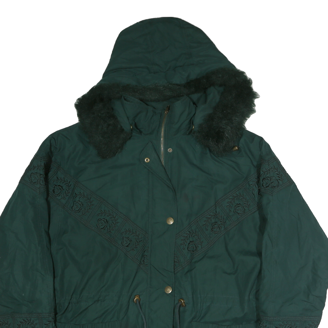 ESSENTIAL ELEMENTS Womens Green Zip Jacket XL Polyester Blend Embroidered