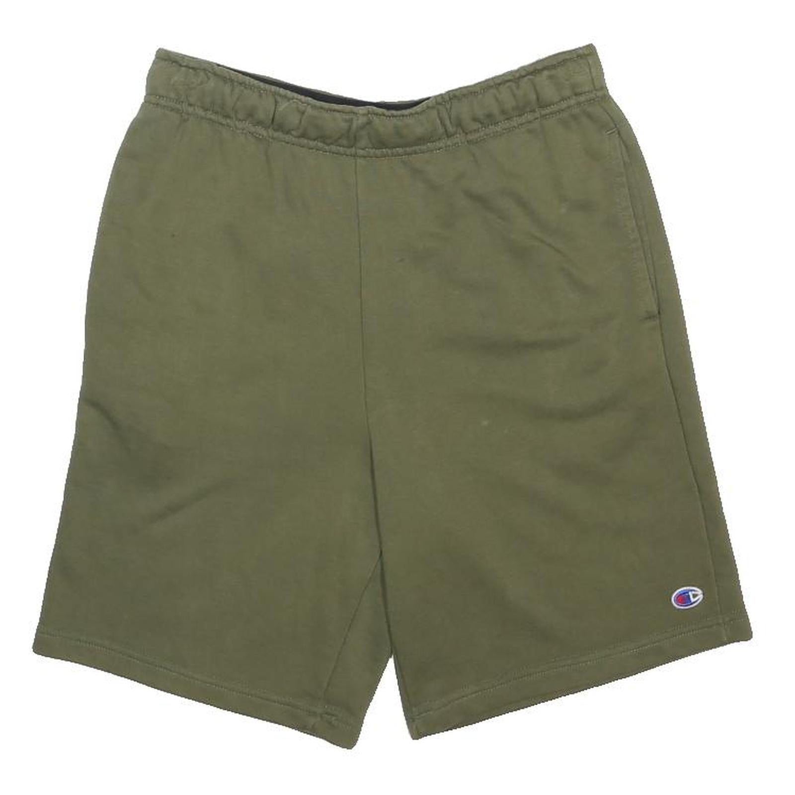 CHAMPION Mens Shorts Green Casual Plain S W28 Cotton Blend Elastic Waist