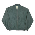 HAPPY LIFE Mens Green Bomber Jacket L Polyester Blend Plain Zip Comfortable
