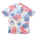 SEARS SPORTSWEAR Mens White Blue & Red Tropical Print Shirt M Polyester Blend