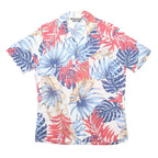 SEARS SPORTSWEAR Mens White Blue & Red Tropical Print Shirt M Polyester Blend