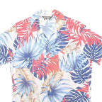 SEARS SPORTSWEAR Mens White Blue & Red Tropical Print Shirt M Polyester Blend