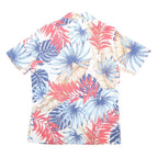 SEARS SPORTSWEAR Mens White Blue & Red Tropical Print Shirt M Polyester Blend