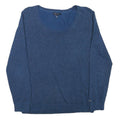 TOMMY HILFIGER Womens Blue Plain Crew Neck Basic Knit Jumper M Cotton Blend