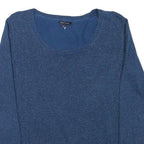TOMMY HILFIGER Womens Blue Plain Crew Neck Basic Knit Jumper M Cotton Blend