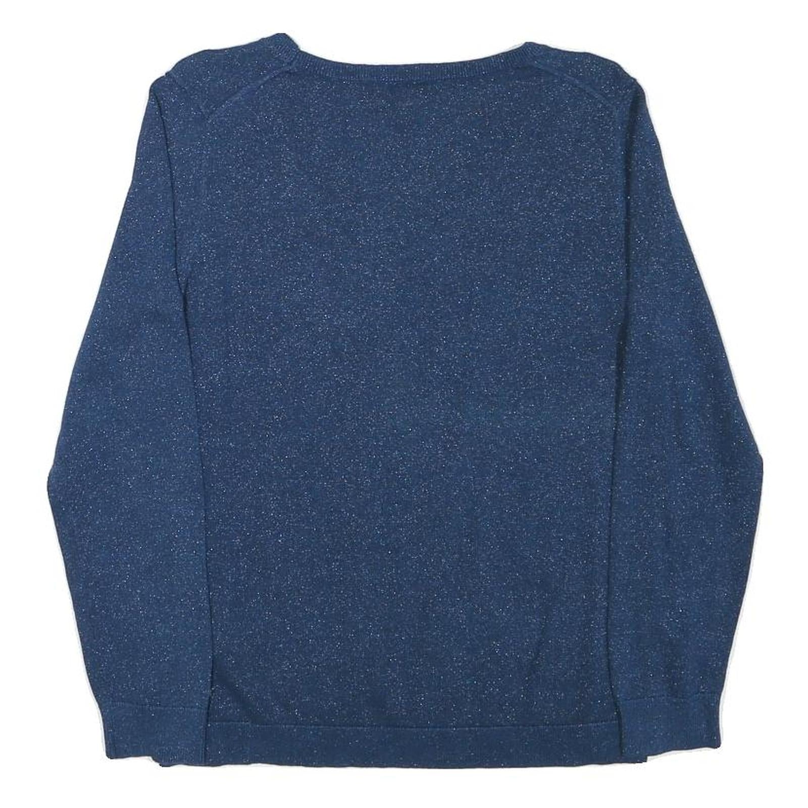 TOMMY HILFIGER Womens Blue Plain Crew Neck Basic Knit Jumper M Cotton Blend